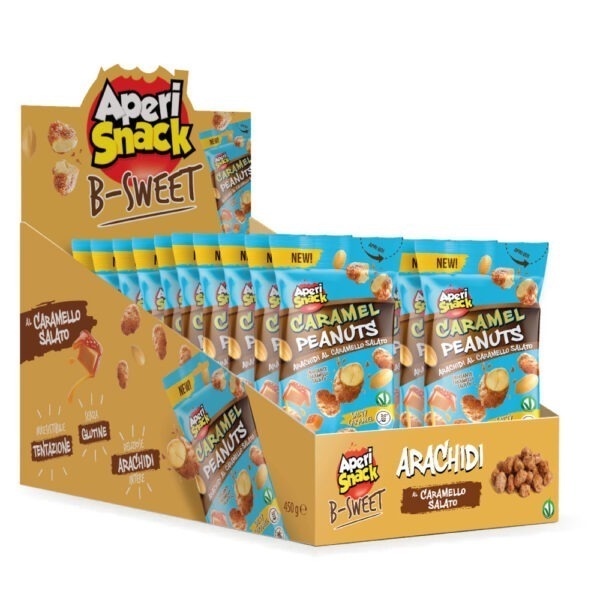 Arachidi Pralinate al Caramello Salato Mono Astuccio 25g x 18 pezzi